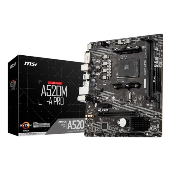MSI A520M-A PRO Motherboard AMD A520 Socket AM4 Micro ATX