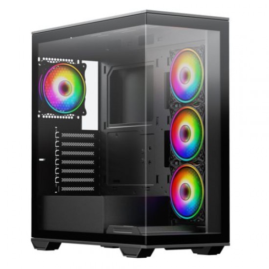 Vida Solus Black ARGB Gaming Case w/ Glass Side & Front, ATX, 4x ARGB PWM Fans, 6-Port ARGB Hub, USB-C Vida Solus Black ARGB Gaming Case w/ Glass Side & Front, ATX, 4x ARGB PWM Fans, 6-Port ARGB Hub, USB-C