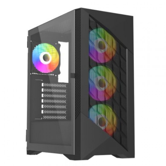 Vida Typhoon Black ARGB Gaming Case w/ Glass Window, ATX, Mesh Front, 4x ARGB Fans Vida Typhoon Black ARGB Gaming Case w/ Glass Window, ATX, Mesh Front, 4x ARGB Fans