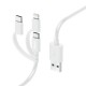 Hama 3-in-1 Multi Charging Cable - USB-A to USB-C/Micro USB/Lightning, Quick Charge, 1 Metre, White, MFI Certified