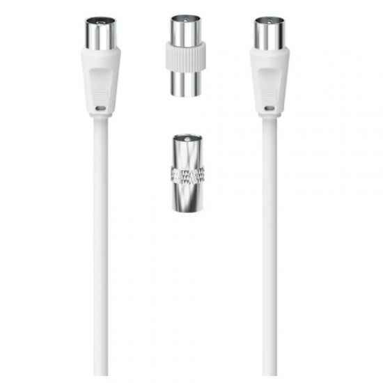 Hama 3-Part Antenna Connection Kit - 2 Metre Antenna Cable + 2x Coax Adapters, White Hama 3-Part Antenna Connection Kit - 2 Metre Antenna Cable + 2x Coax Adapters, White
