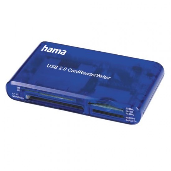 Hama External 35-in-1 USB 2.0 Card Reader, Blue, USB Powered Hama External 35-in-1 USB 2.0 Card Reader, Blue, USB Powered