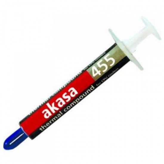 Akasa AK-455 Heat Paste, 0.87ml (1.5g) with Syringe, Hi-performance, 2.4 W/mK, OEM - No Spreader or Manual Akasa AK-455 Heat Paste, 0.87ml (1.5g) with Syringe, Hi-performance, 2.4 W/mK, OEM - No Spreader or Manual