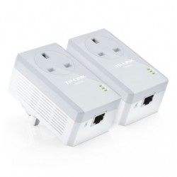 TP-LINK (TL-PA4010P KIT) AV600 10/100 Powerline Adapter Kit, 1-Port, AC Pass Through TP-LINK (TL-PA4010P KIT) AV600 10/100 Powerline Adapter Kit, 1-Port, AC Pass Through