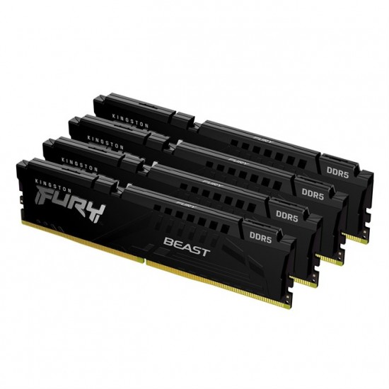 Kingston Technology FURY Beast 128GB 5600MT/s DDR5 CL40 DIMM (Kit of 4) Black XMP, 128 GB, 4 x 32 GB, DDR5, 2800 MHz, 288-pin DIMM, Black