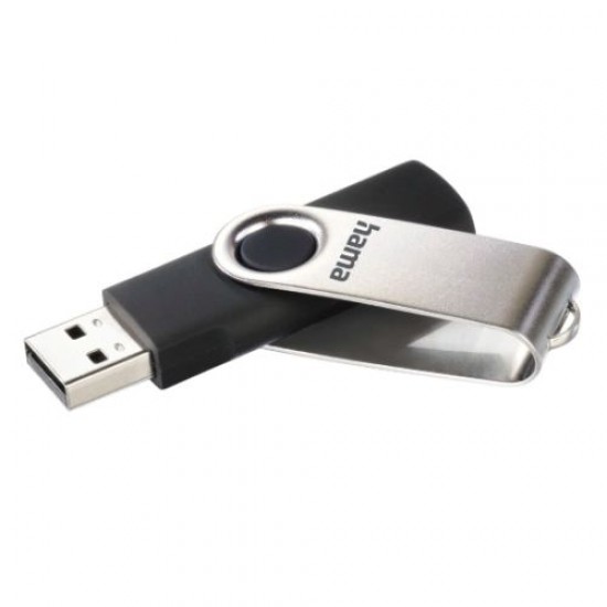 Hama Rotate 8GB USB 2.0 Memory Pen, Rotating Cap, Keyring, Black/Silver Hama Rotate 8GB USB 2.0 Memory Pen, Rotating Cap, Keyring, Black/Silver