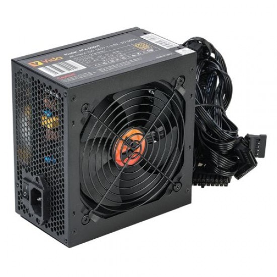 Vida 500W ATX PSU, 80+ Bronze, Fluid Dynamic Ultra-Quiet Fan, PCIe, Flat Black Cables, Power Lead Not Included, Black Vida 500W ATX PSU, 80+ Bronze, Fluid Dynamic Ultra-Quiet Fan, PCIe, Flat Black Cables, Power Lead Not Included, Black