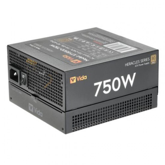 Vida 750W Heracles Black ATX Gaming PSU, 80+ Bronze, 14cm Ultra-Quiet FDM Fan, Flat Black Cables, Power Lead Not Included Vida 750W Heracles Black ATX Gaming PSU, 80+ Bronze, 14cm Ultra-Quiet FDM Fan, Flat Black Cables, Power Lead Not Included