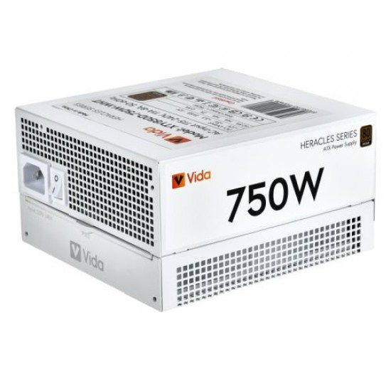 Vida 750W Heracles White ATX Gaming PSU, 80+ Bronze, 14cm Ultra-Quiet FDM Fan, Flat White Cables, Power Lead Not Included Vida 750W Heracles White ATX Gaming PSU, 80+ Bronze, 14cm Ultra-Quiet FDM Fan, Flat White Cables, Power Lead Not Included