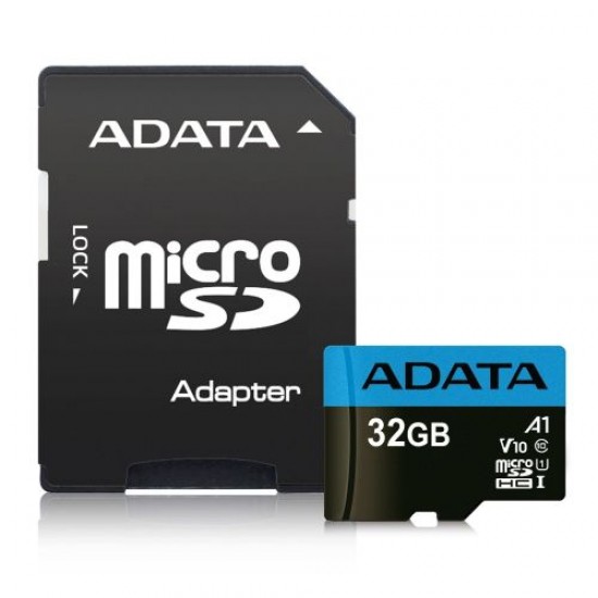 ADATA 32GB Premier MicroSDHC Card with SD Adapter, UHS-I Class 10, A1 App Performance, 85MB/s ADATA 32GB Premier MicroSDHC Card with SD Adapter, UHS-I Class 10, A1 App Performance, 85MB/s
