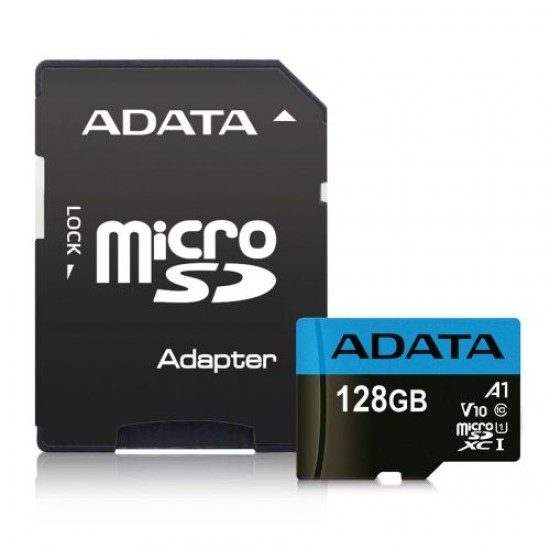 ADATA 128GB Premier MicroSDXC Card with SD Adapter, UHS-I Class 10, A1 App Performance, 85MB/s ADATA 128GB Premier MicroSDXC Card with SD Adapter, UHS-I Class 10, A1 App Performance, 85MB/s