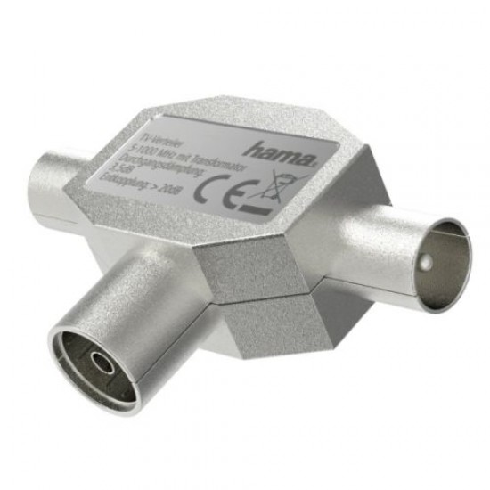 Hama Antenna Splitter, Coax Female to 2x Coax Male, Metal