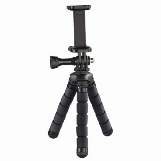 Hama (Flex) Phone/GoPro Mini-Tripod, 14cm Max Height, 360° Bendable Legs, Adjustable Centre Column Hama (Flex) Phone/GoPro Mini-Tripod, 14cm Max Height, 360° Bendable Legs, Adjustable Centre Column